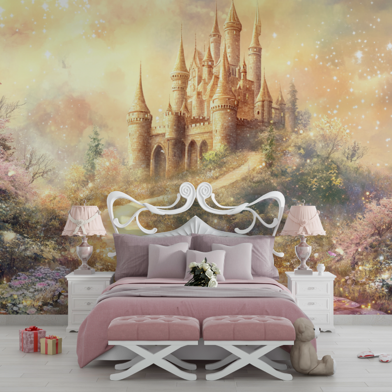Papier peint princesse forteresse enchantee chambre filles