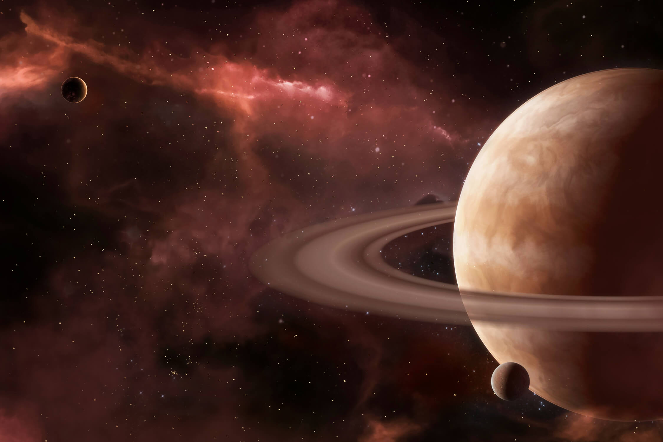 Papier Peint Espace Lune Saturne Chambre