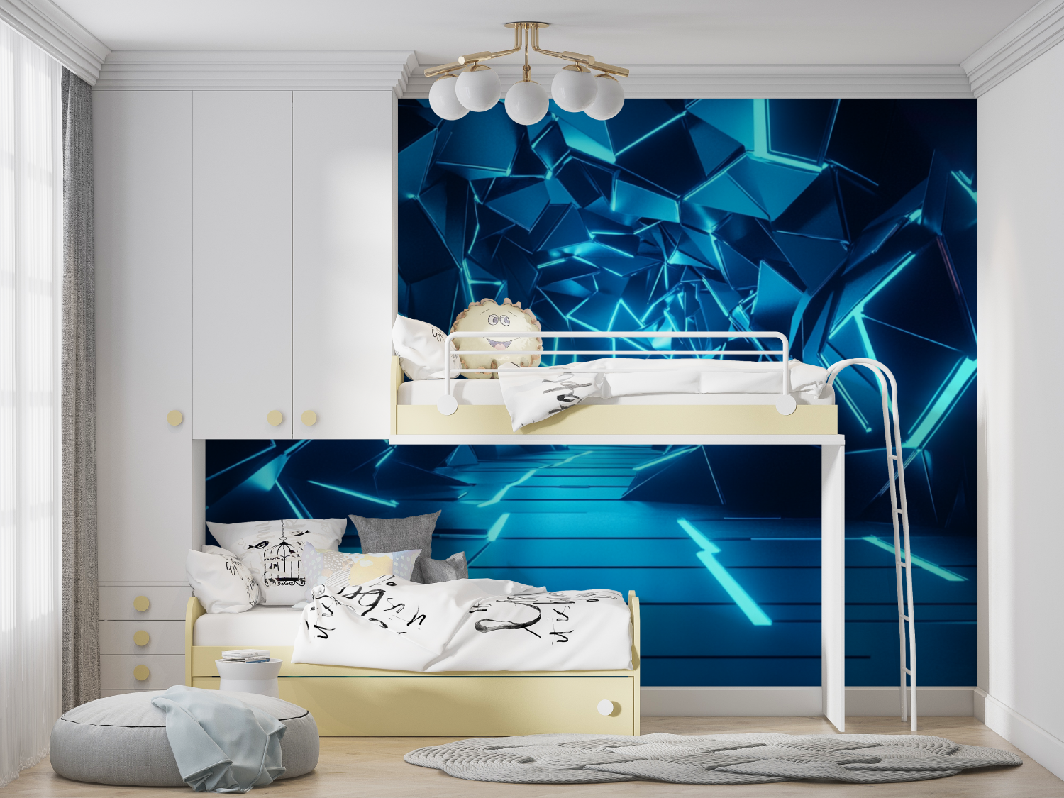 Papier peint effet neon fracture manga hero