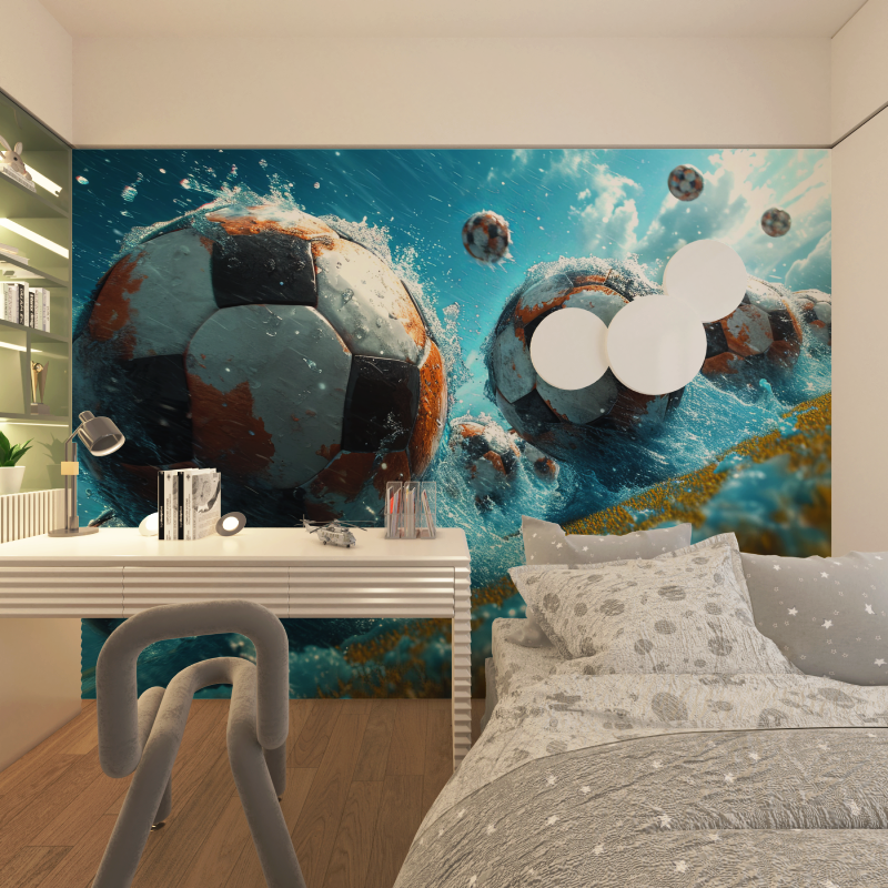 Papiers peint ballon de foot cinema chambre adolescents