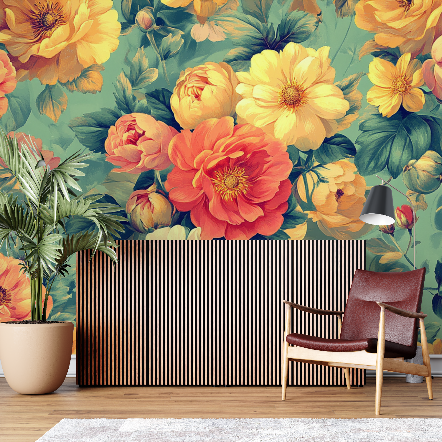 Papier peint fleur kitch sur mesure