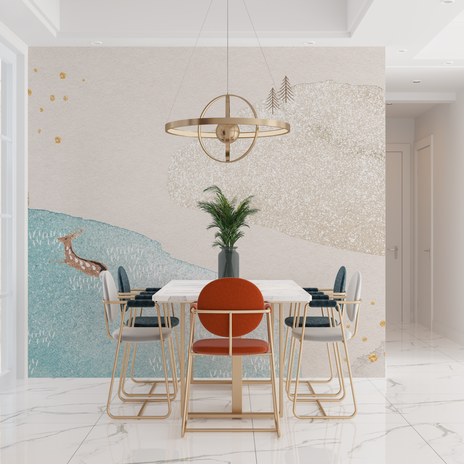 Papier peint aquarelle enfant nordique tendances