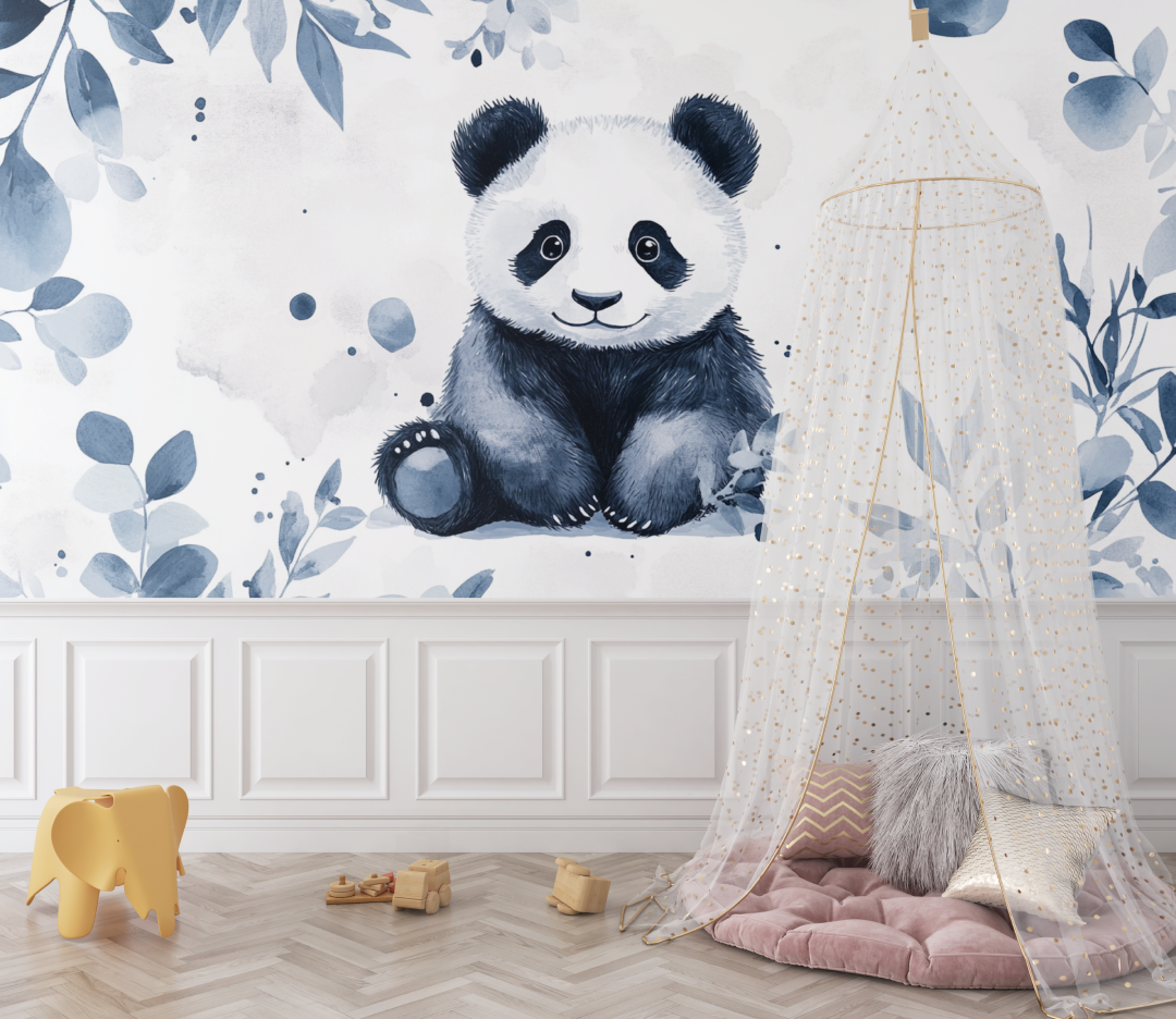 Papier peint panda et motifs minimalistes bebe