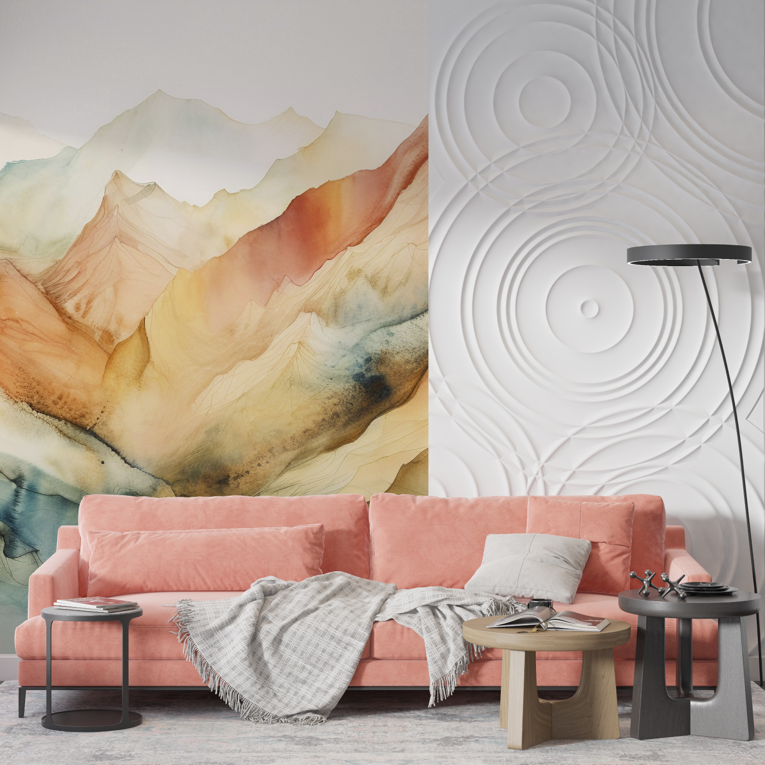 Papier peint aquarelle pastel douce mur