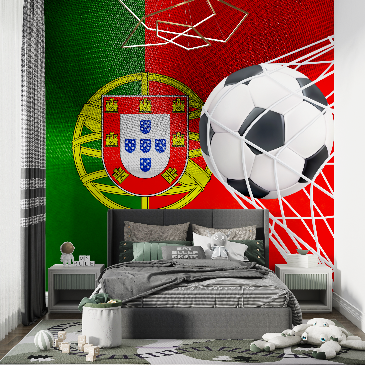 Papier peint avec ballon de foot portugal chambre de garcon