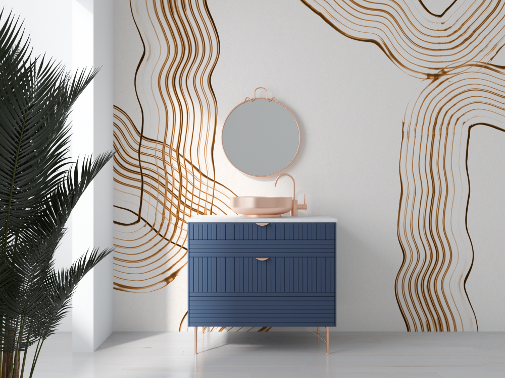 Salle de bain papier peint design salle deau