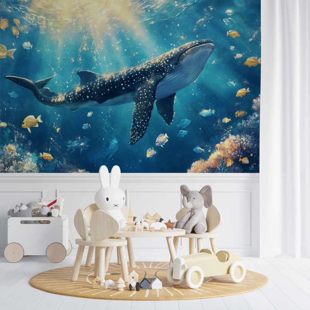 Papier peint marin bleu royal chambre de bebe