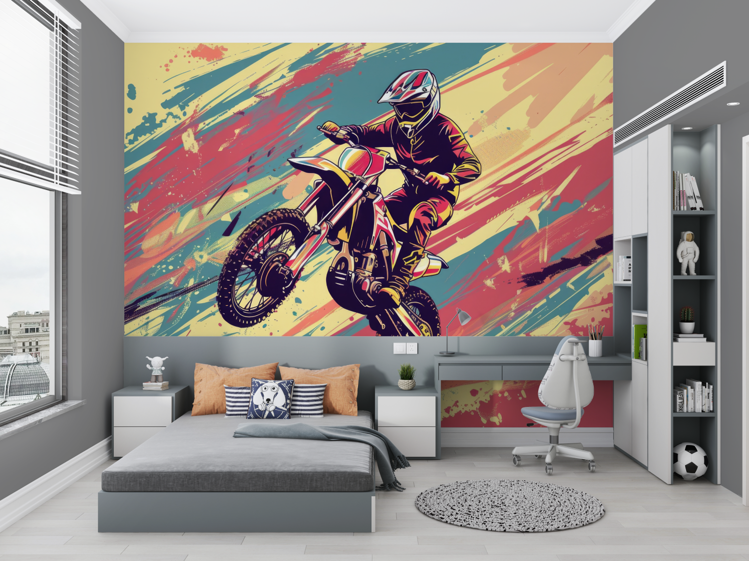 Papier peint graffiti moto cross chambre petit