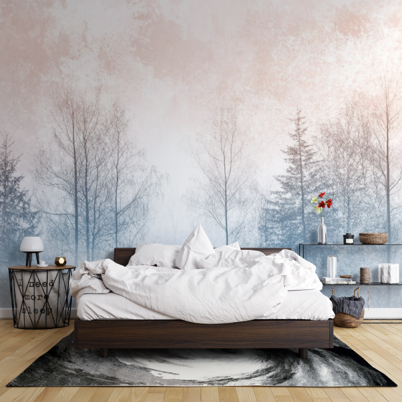 Papier peint aquarelle arbres pastel leroy merlin mur