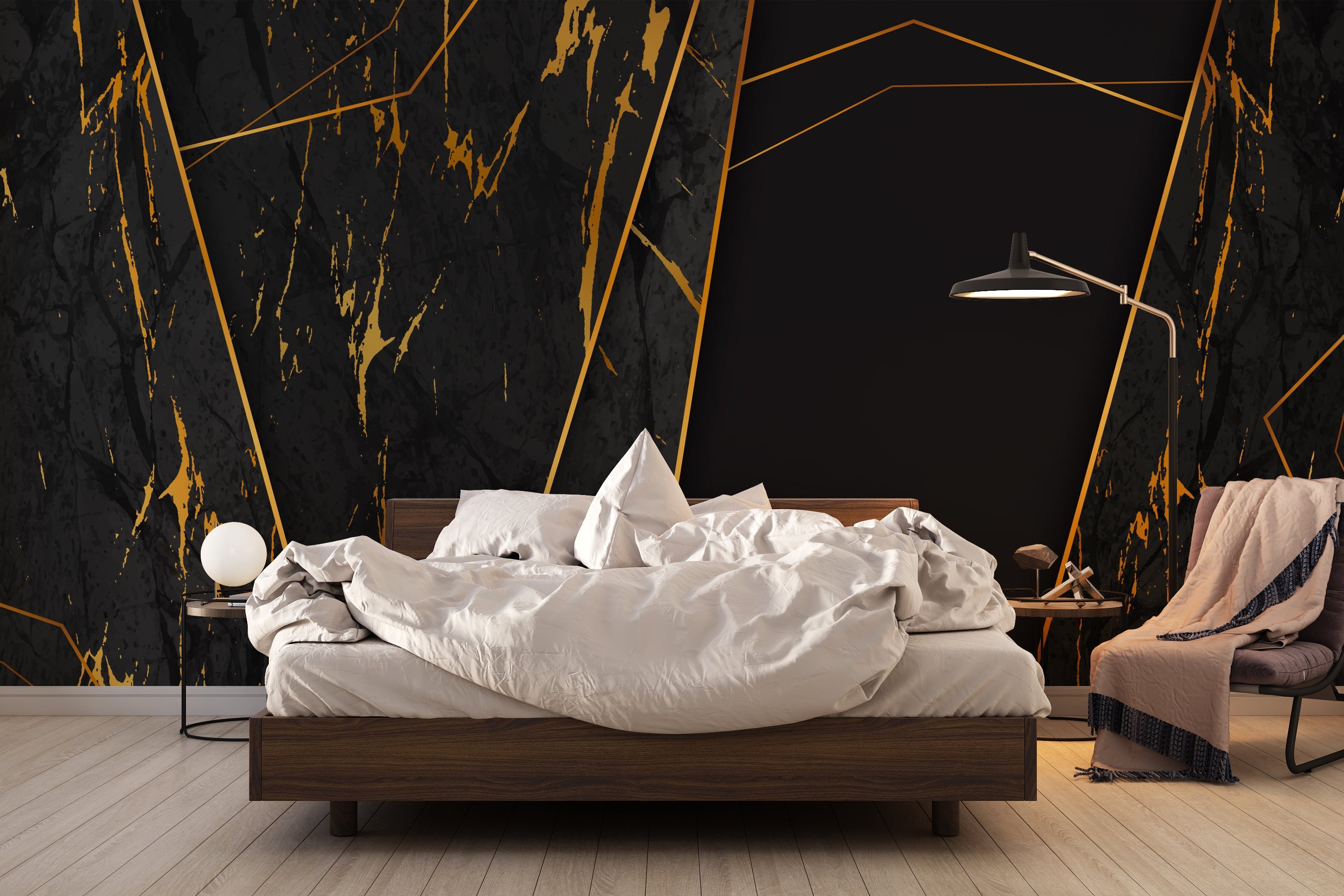 Papier Peint Imitation Marbre Noir