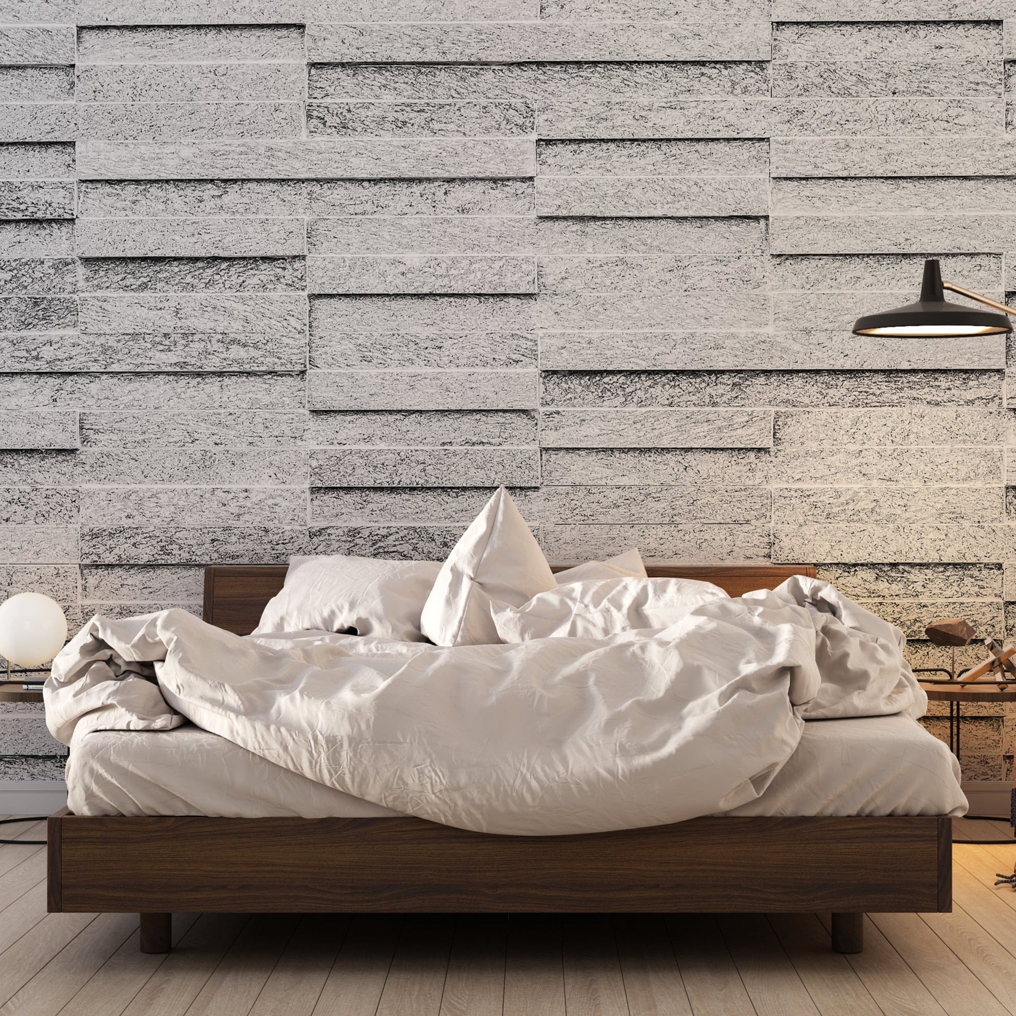 Papier Peint Intissé Brique Marbre Blanc