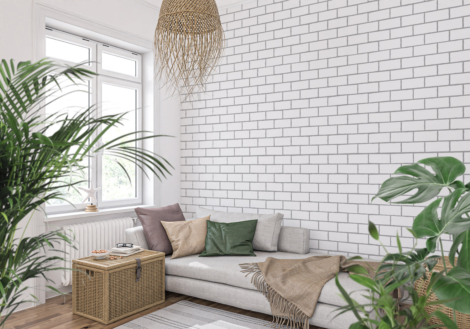 Chambre Papier Peint Brique Blanche