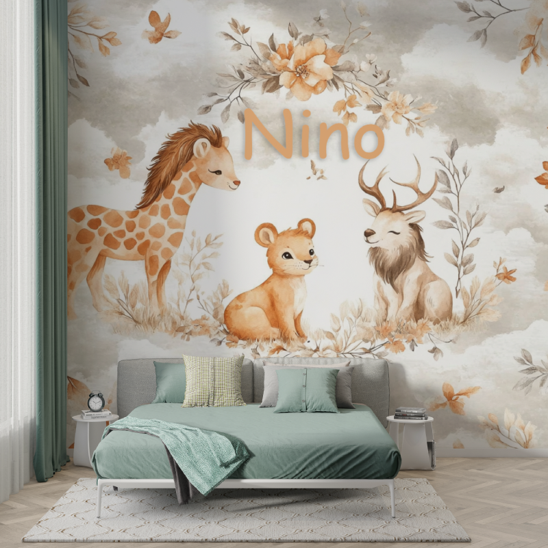 Papier peint prenom chambre enfant murs