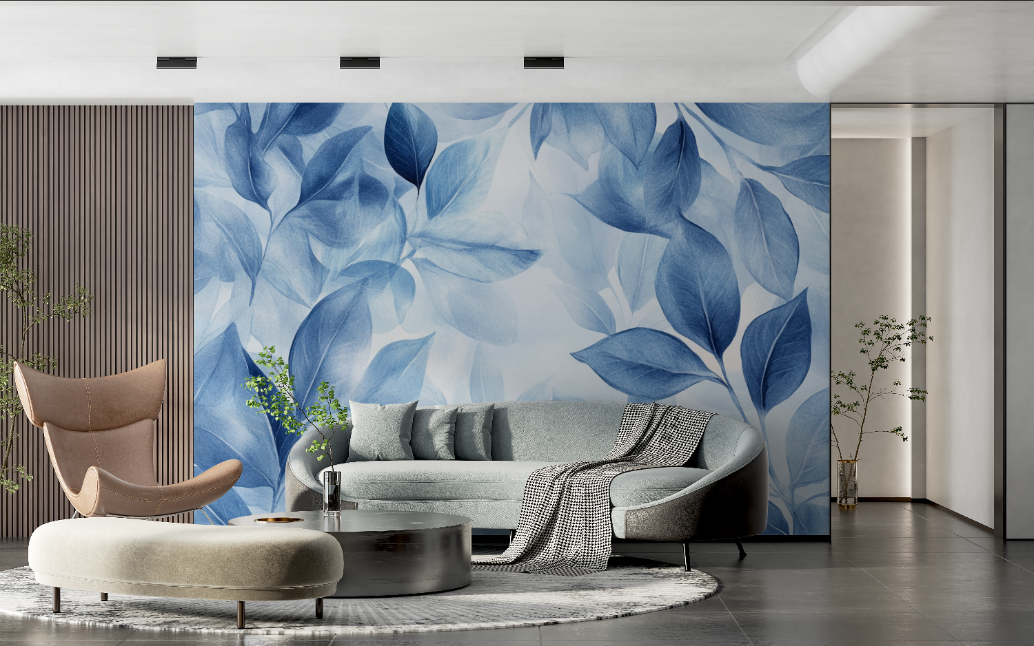 Papier peint aquarelle feuilles...s abstraites tendance 2024