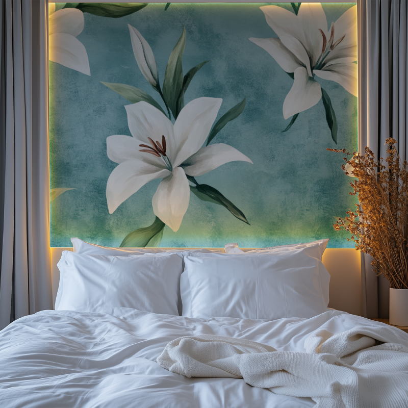 Papier peint fleur lys chambre premium
