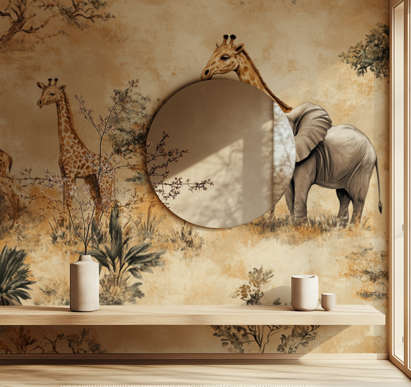 Papier peint vintage savane miroir