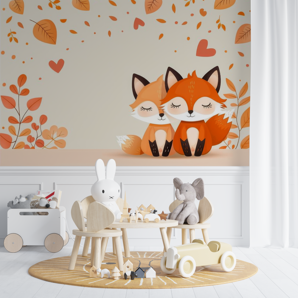 Papier peint renard dessin anime chambre de bebe