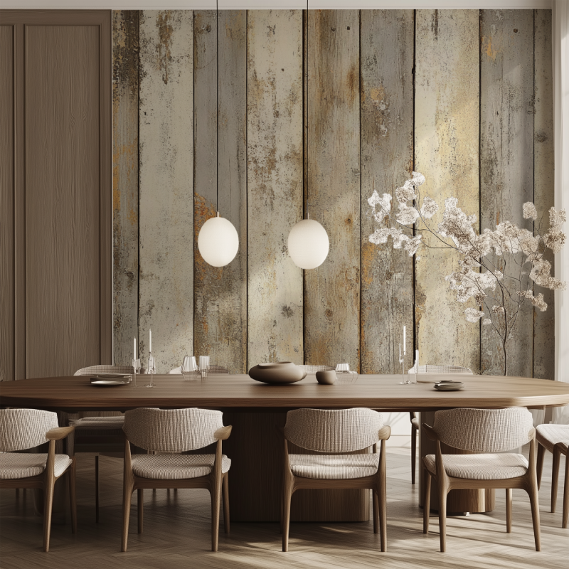 Papier peint vintage rayure salle manger tendance