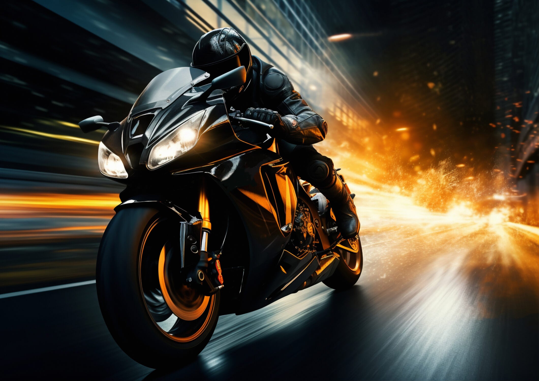 Papier Peint Moto De Course Nuit