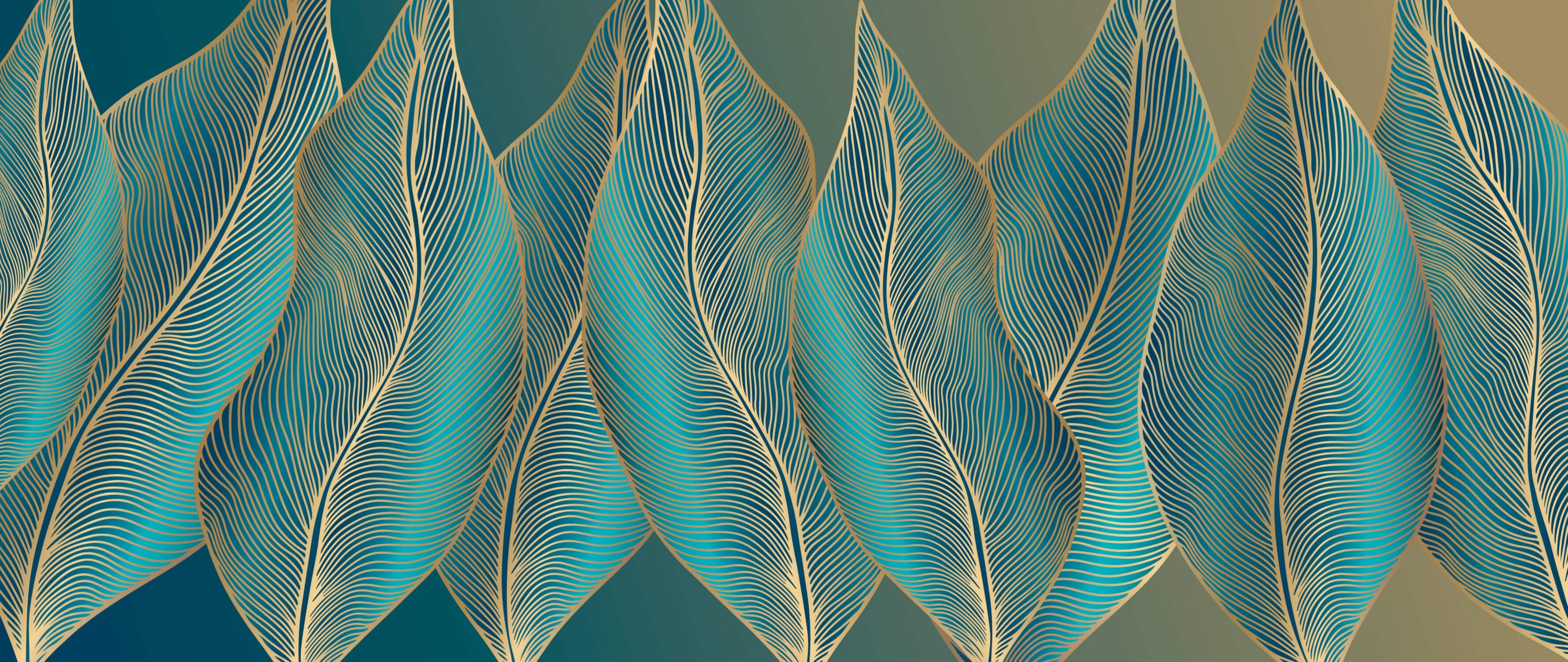 Papier Peint Art Deco Bleu Canard