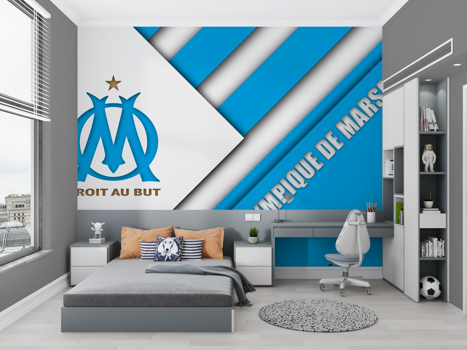Papier peint foot marseille droit au but chambre petit