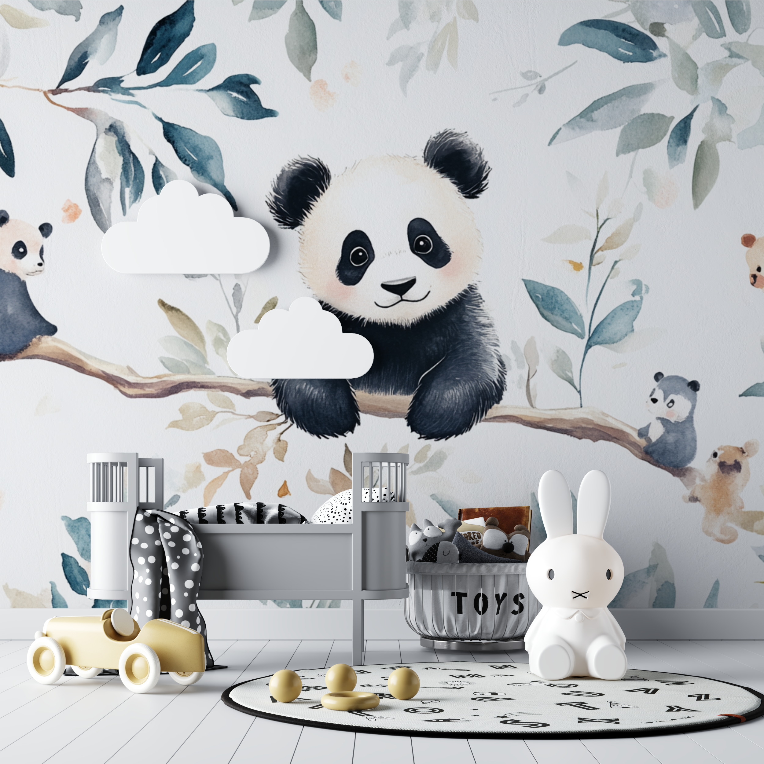 Papier peint panda et animaux mignons bebe tipi