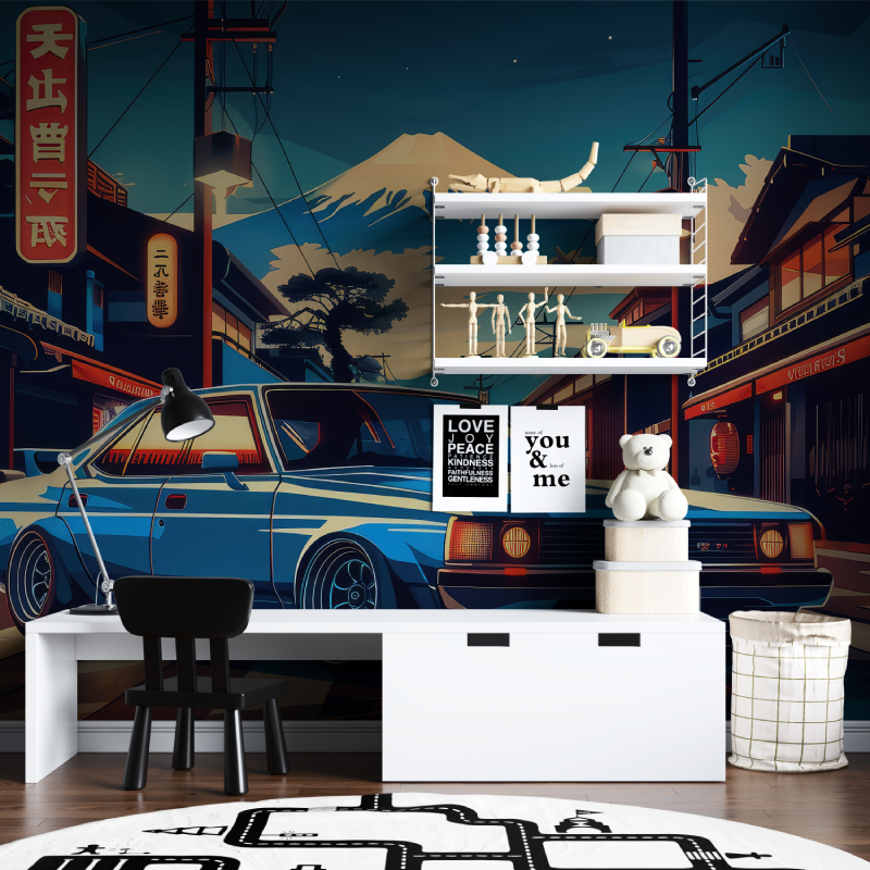 Papier peint voiture de sport anime tapisserie chambre ados