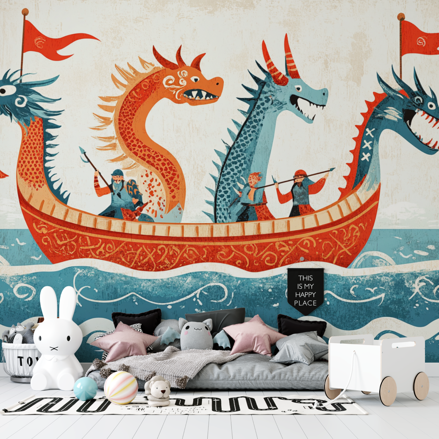 Papier peint garcon classique marin viking tapisserie garcon