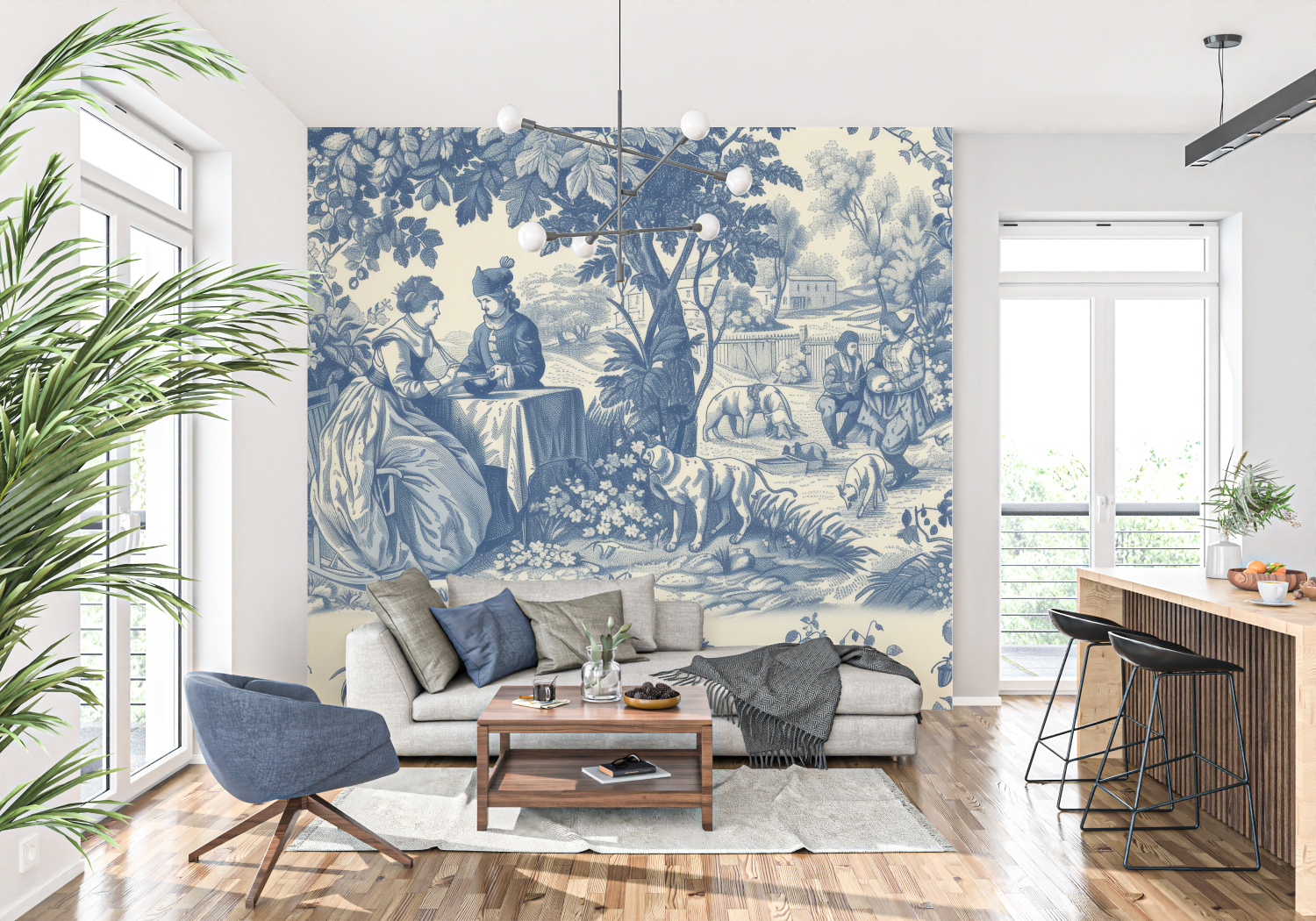 Papier Peint Toile De Jouy Antique - panoramique tendance