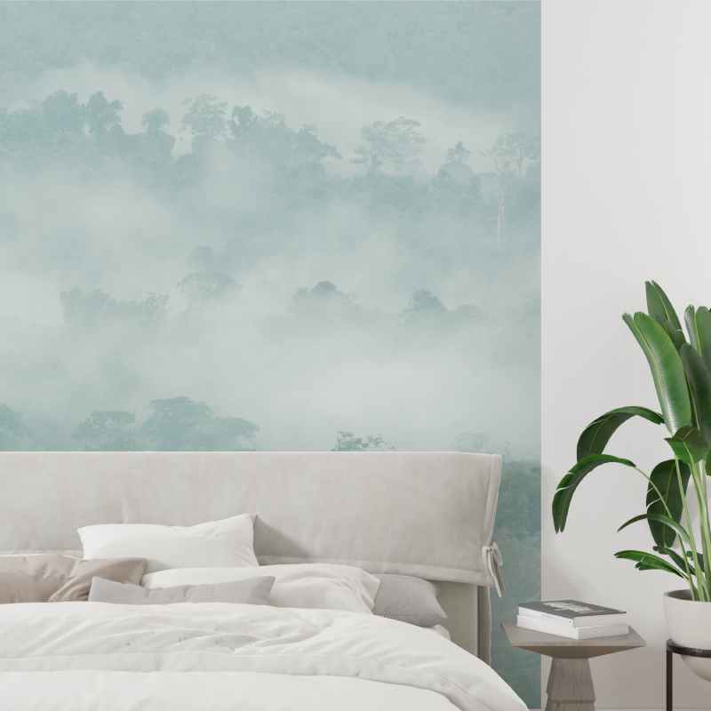 Papier peint aquarelle foret douce tapisserie tendance