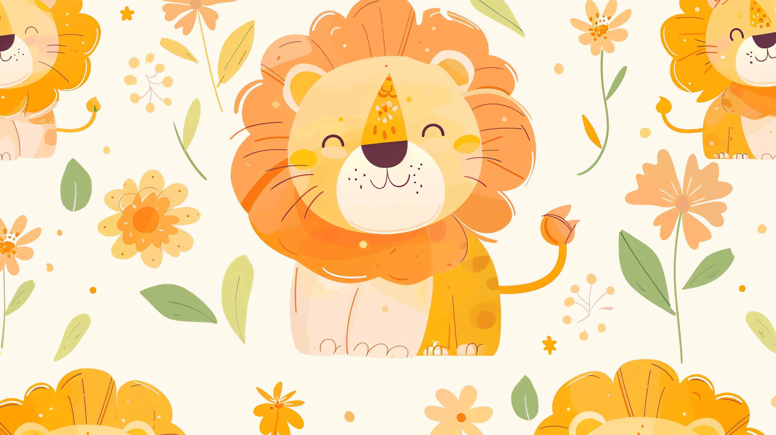 Papier Peint Lion Et Ambiance Tropicale