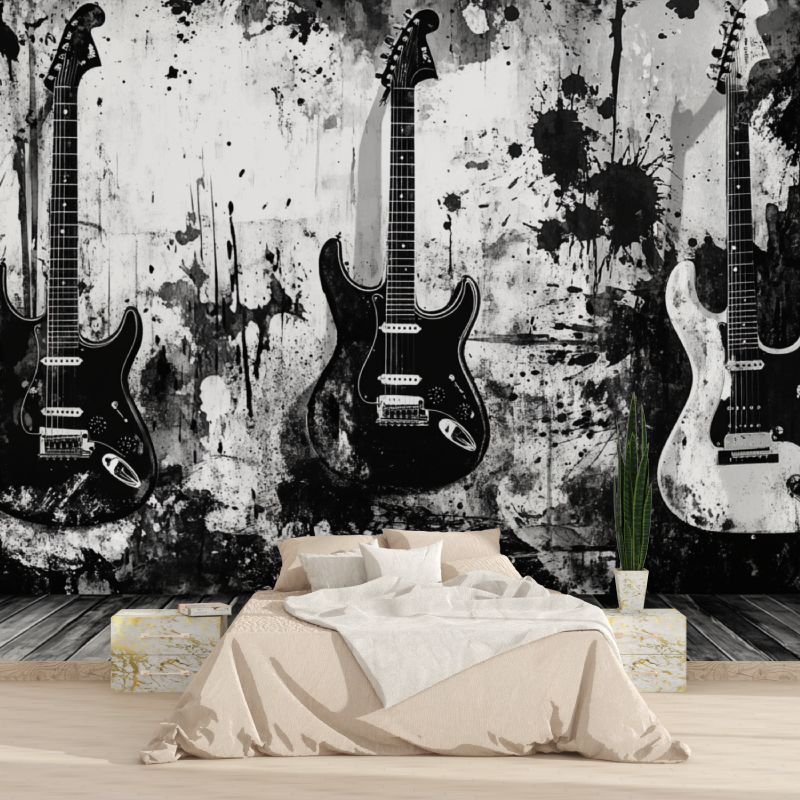 Papier peint rock noir et blanc 1815