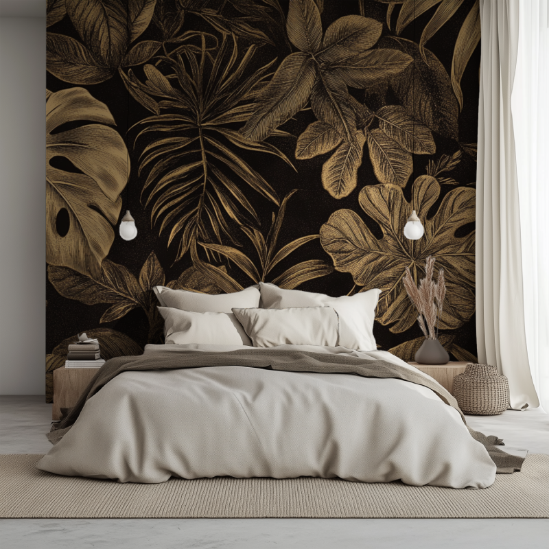 Papier peint vintage jungle lit 1234