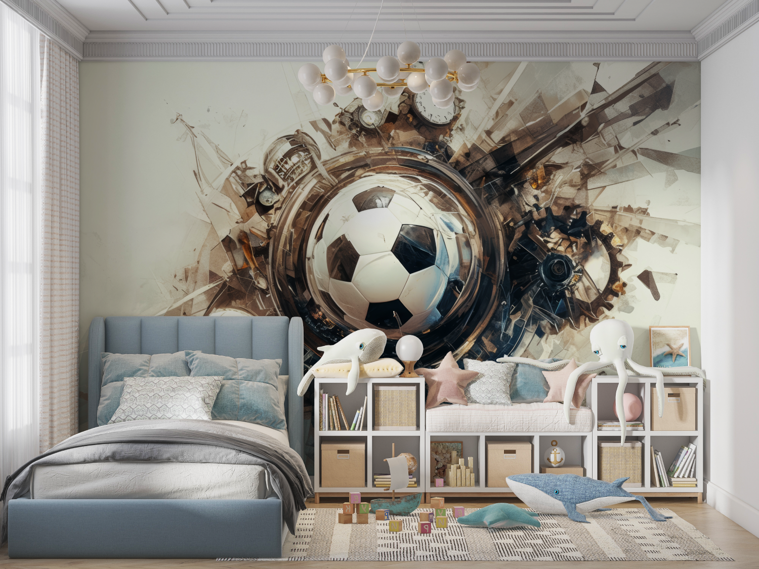 Papier peint ballon foot panoramique garcon