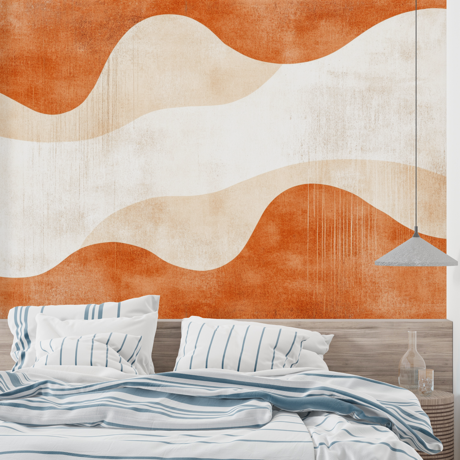 Papier peint terracotta panoram...bstrait salon leroy merlin