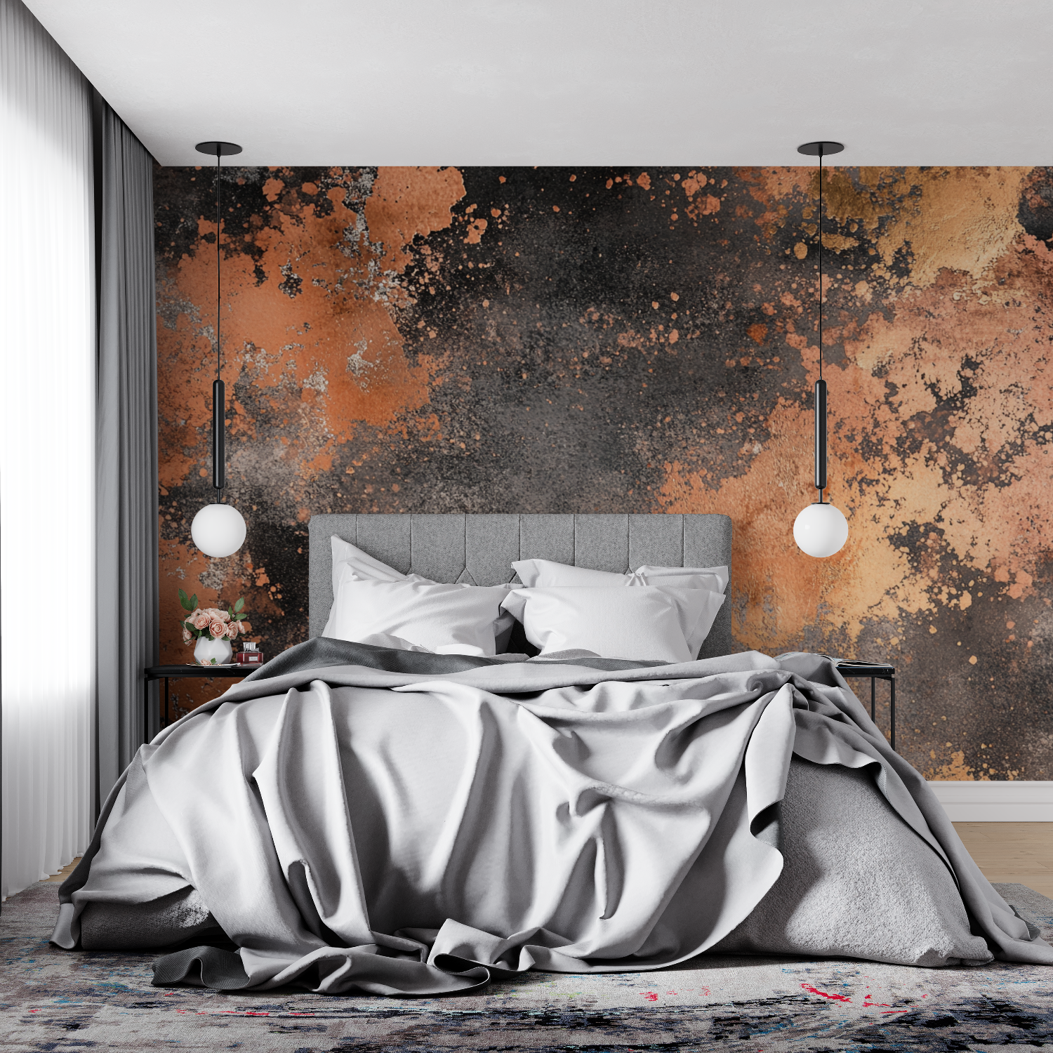 Papier peint terracotta et cuivre oxyde 4murs