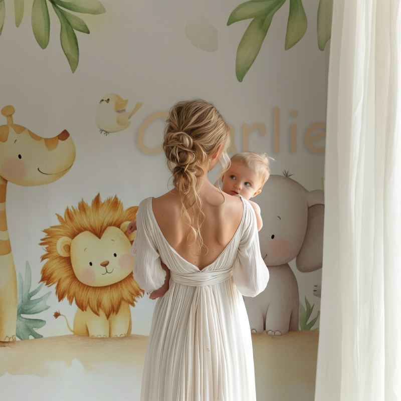 Papier peint prenom famille animaux bb123