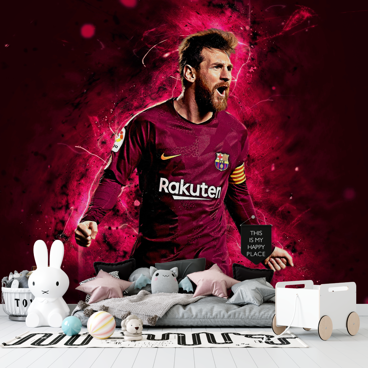 Papier peint messi rouge superstar tapisserie garcon