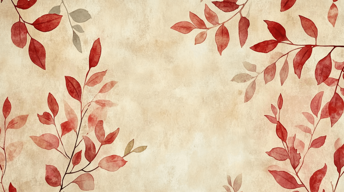 Papier Peint Vintage Plante Rouge