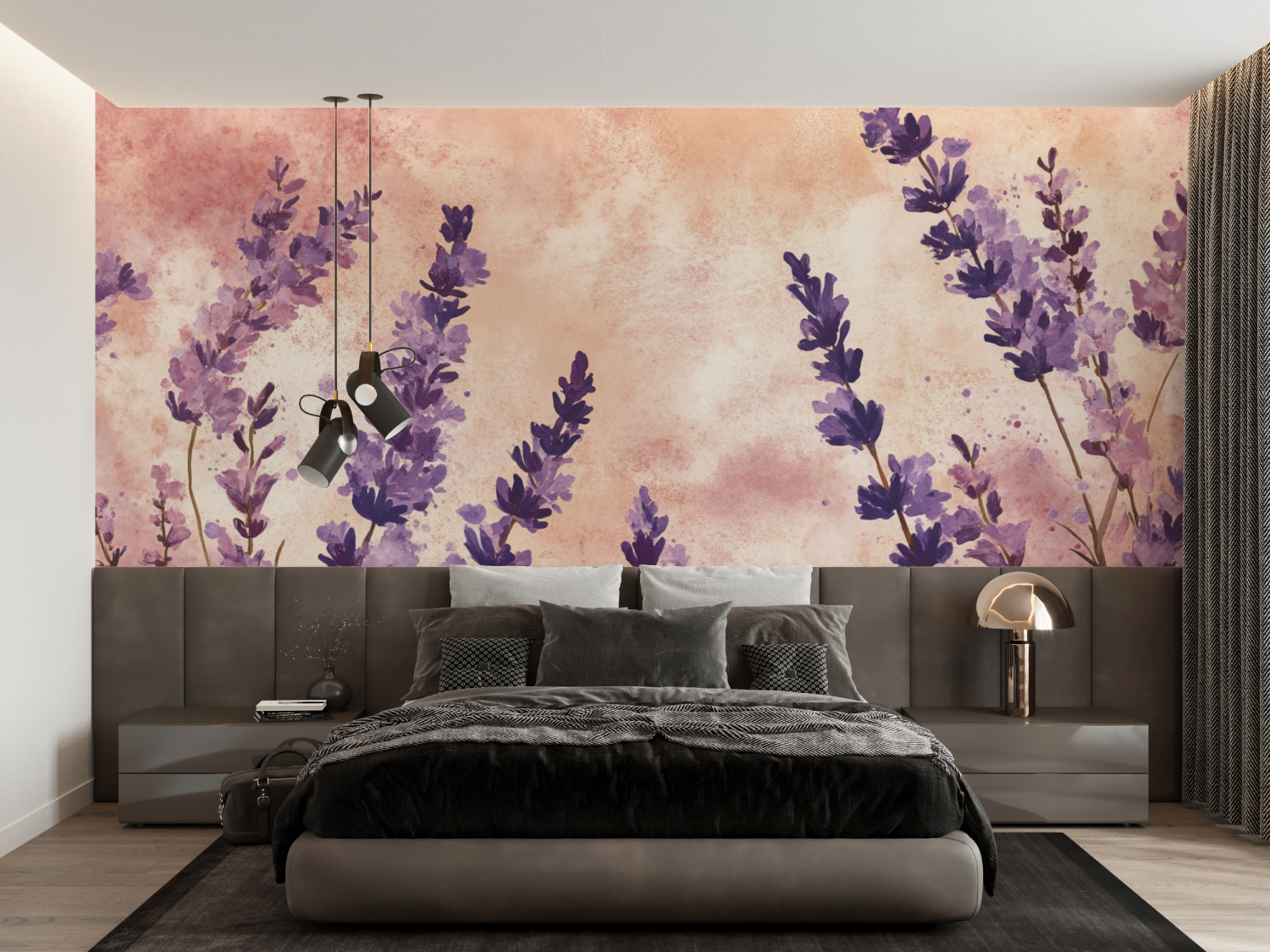 Papier peint terracotta et lavande francais