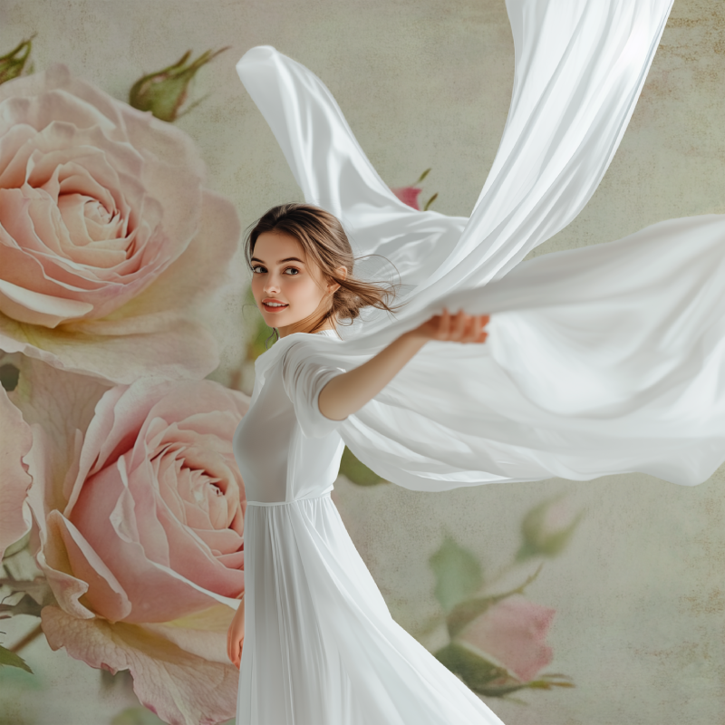 Papier peint vintage rose poudre modele