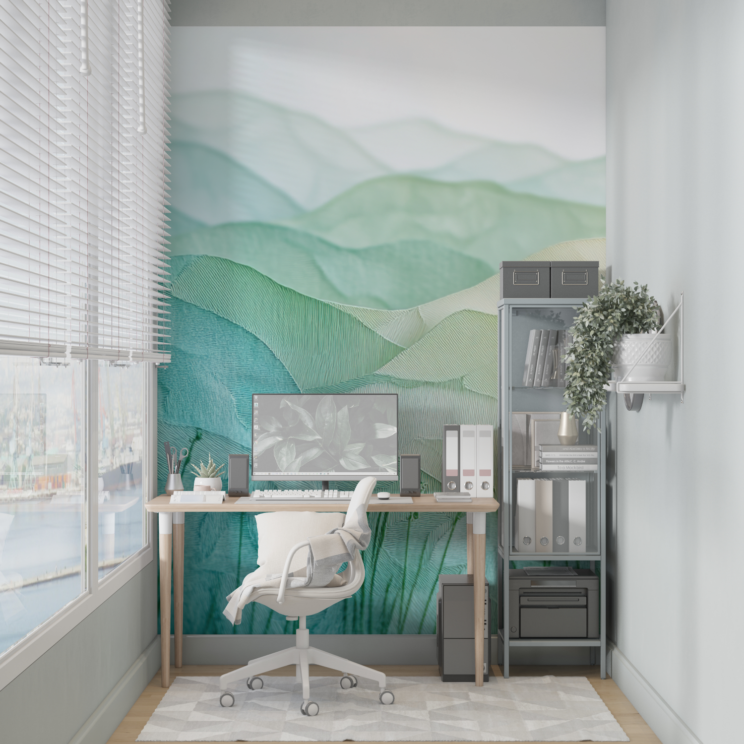 Papier peint aquarelle 3d vert merlin leroy