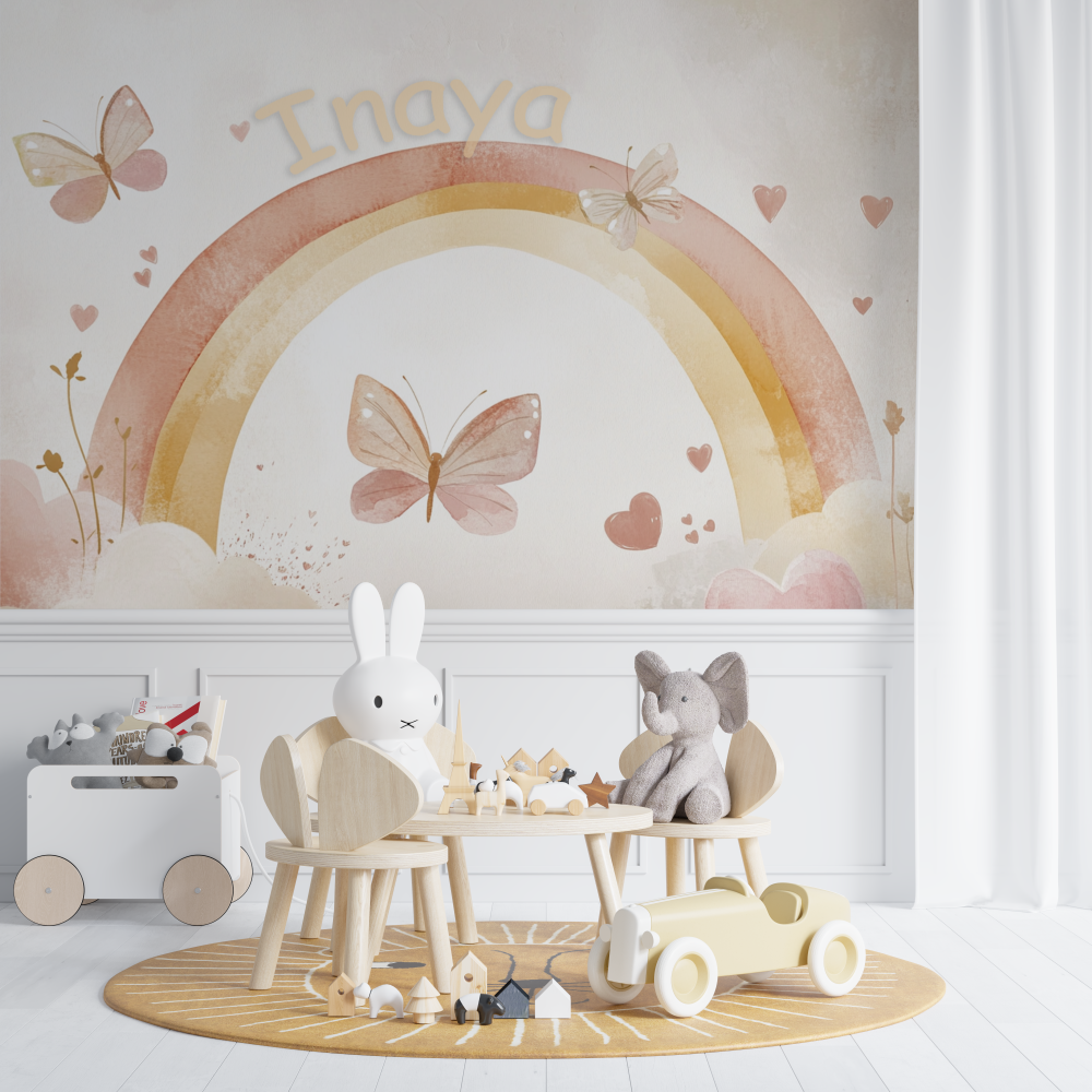 Papier peint prenom terracotta chambre de bebe