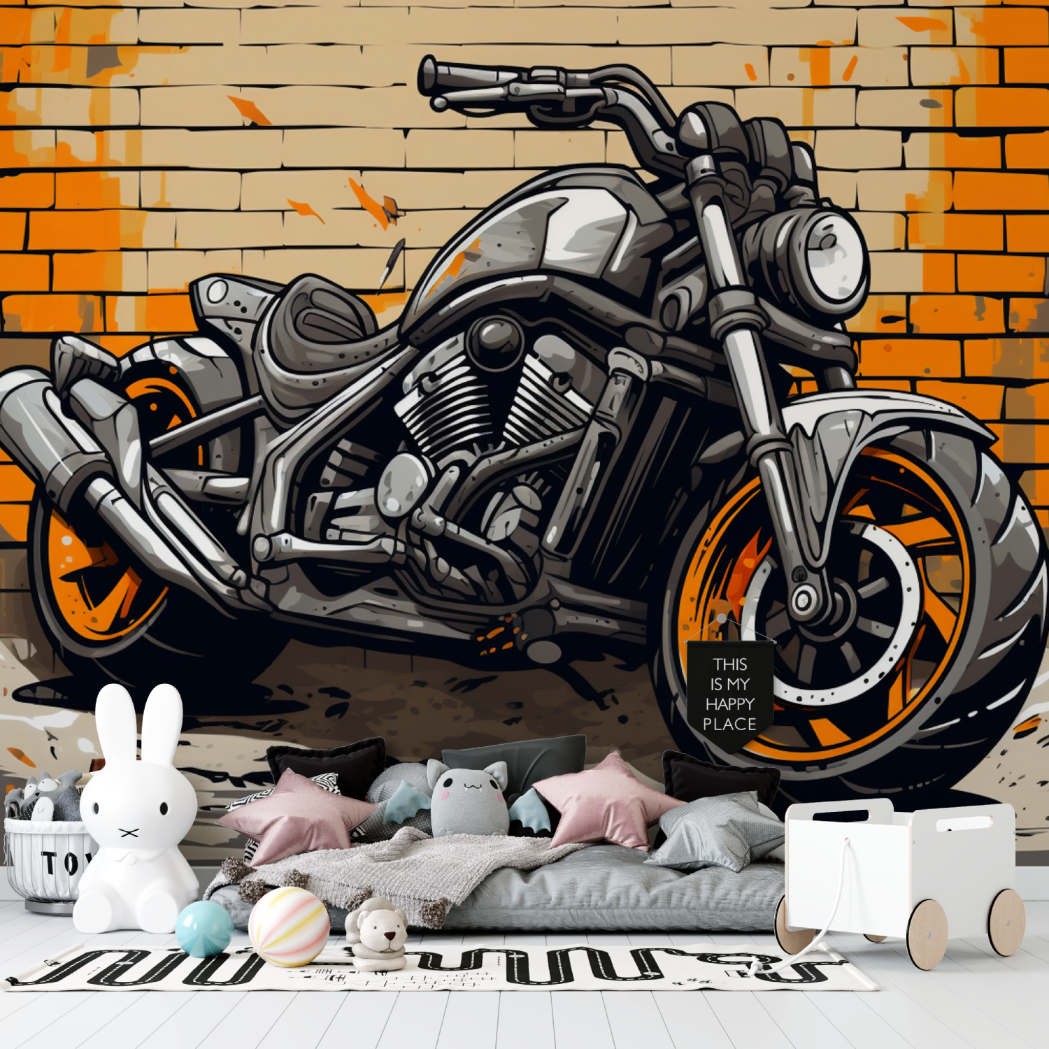 Papier peint grafitti moto tapisserie garcon