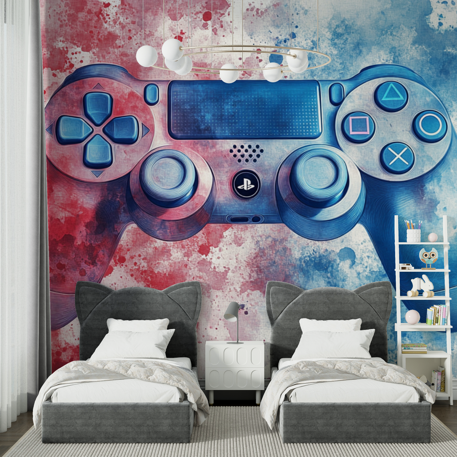 Papier peint aquarelle gamer eclaboussure chambre spiderman