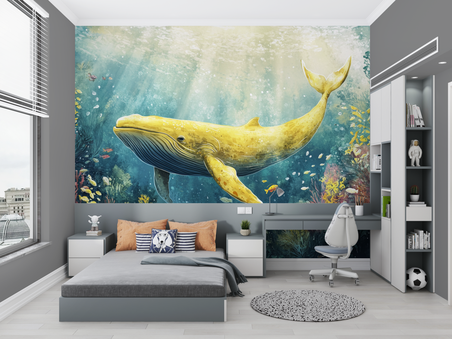 Papier peint marin sous marin et baleine chambre petit
