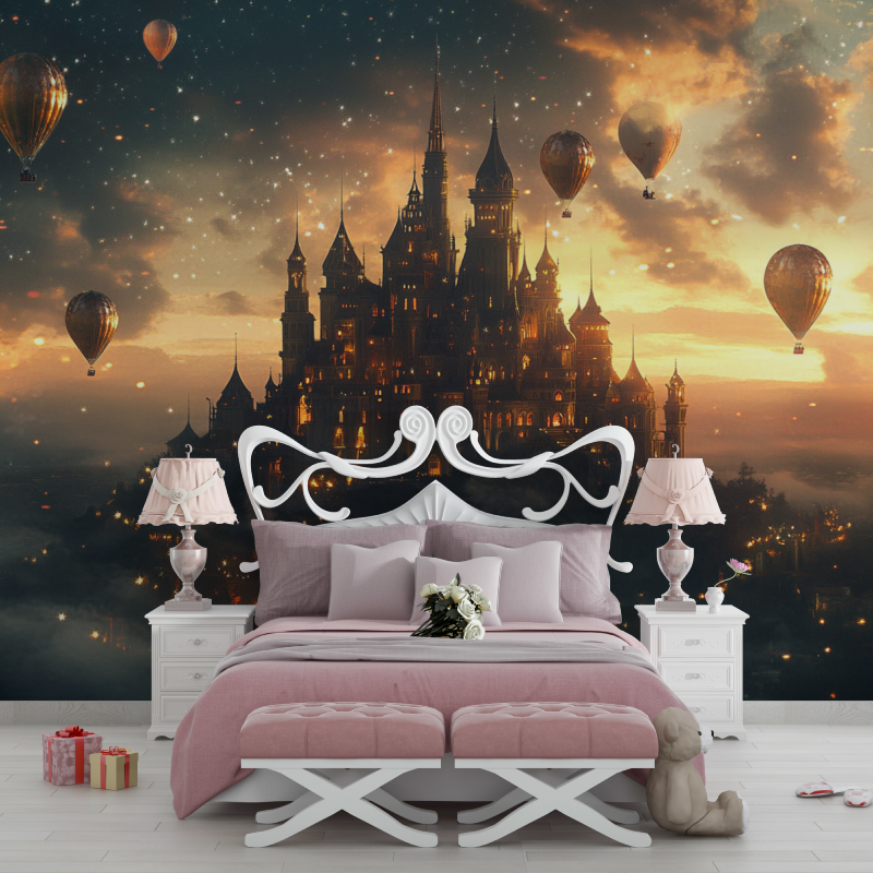 Papier peint princesse giga chateau chambre filles