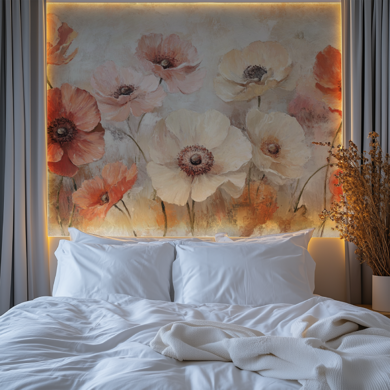Papier peint fleur de pavot chambre premium