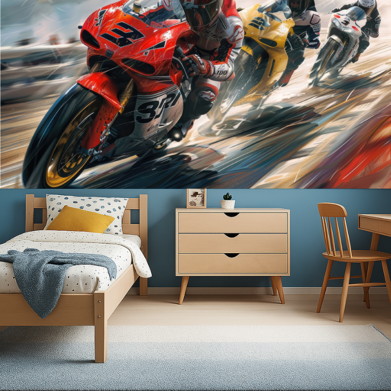 Papier peint course moto chambre ado garcon456