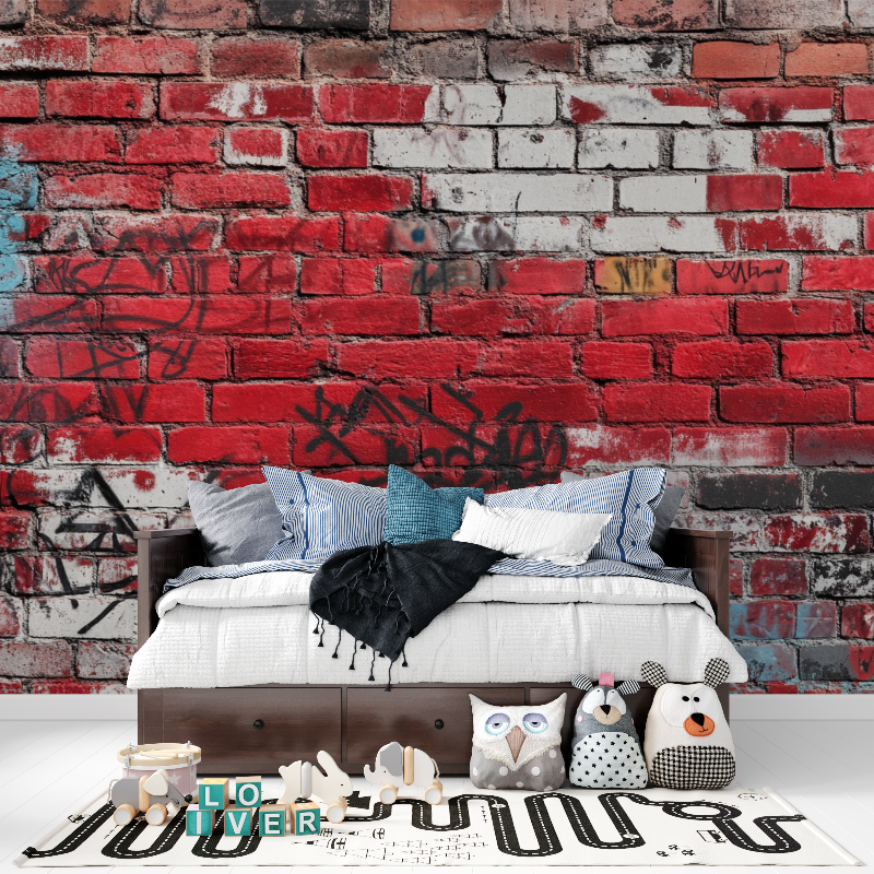 Papier peint effet brique tendance tapisserie pour ado